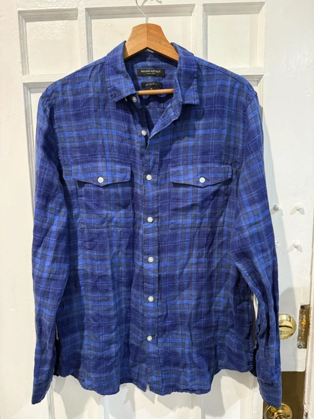 Banana Republic Men's Royal Blue Plaid Button-Down Shirt